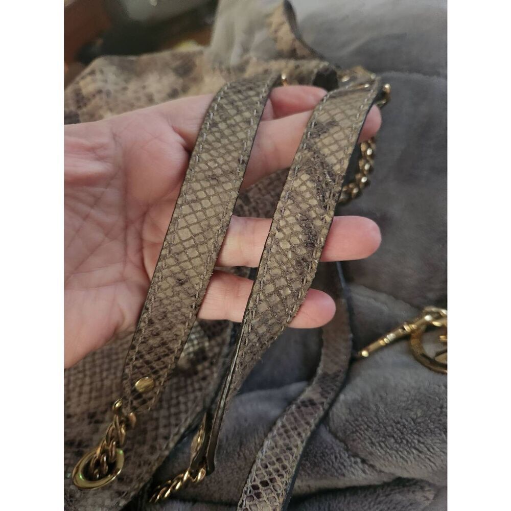 Michael Kors Jet Set Chain Snakeskin embossed Gather Shoulder Tote with CROSSBOD - Picture 13 of 14